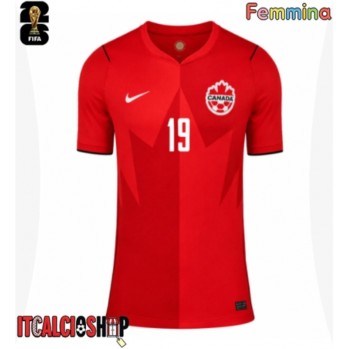 Canada Alphonso Davies #19 Prima Maglia Femmina Mondiali 2026 Manica Corta
